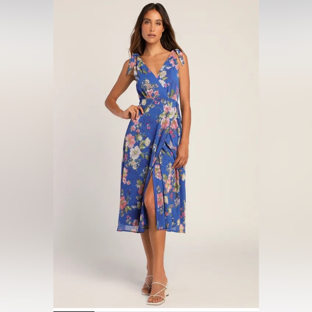 Floral Blue Midi Dress